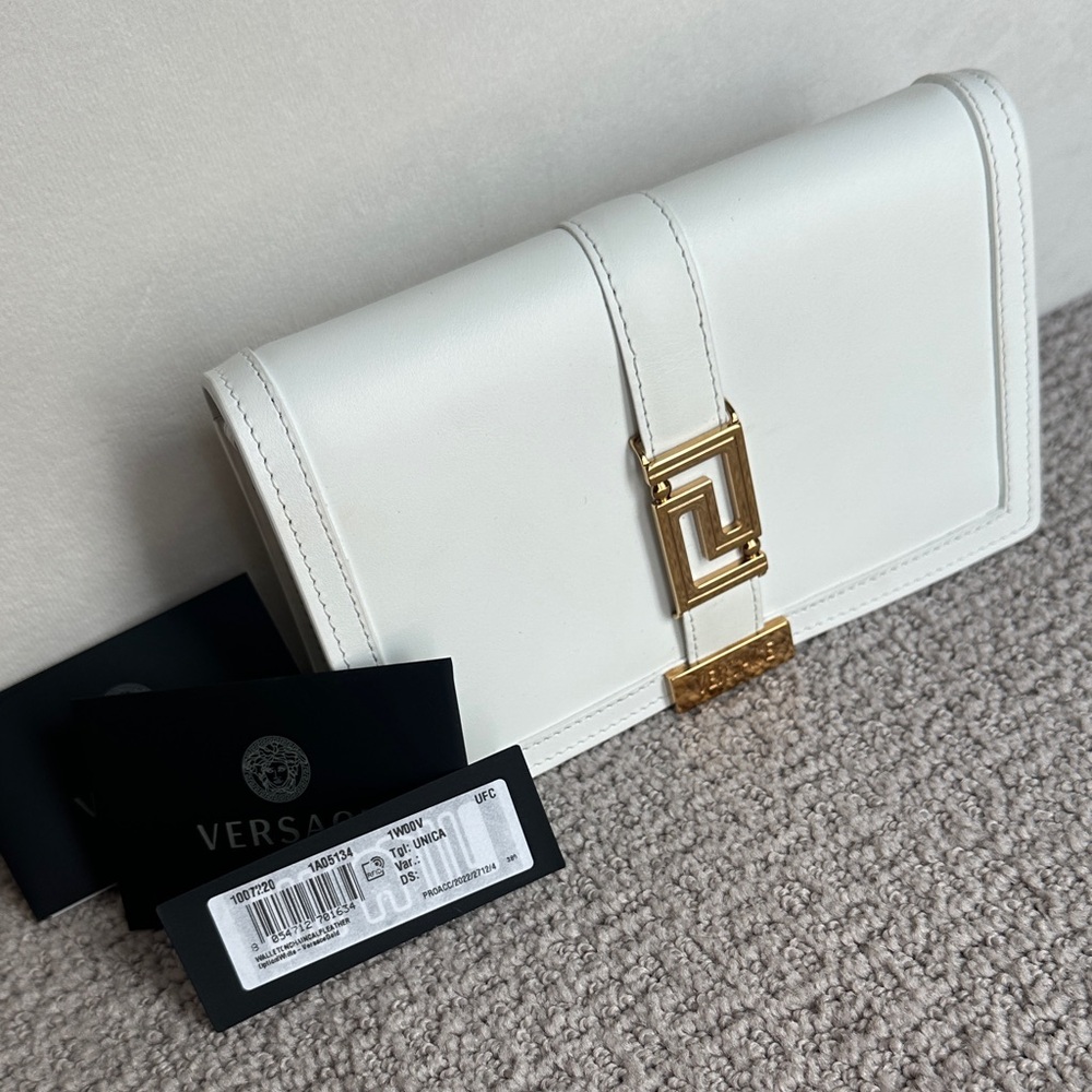 Versace White Clutch with Gold Accent